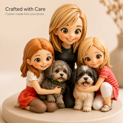 Custom 3D Chibi Figurine from Photo – Family & Pet Gift