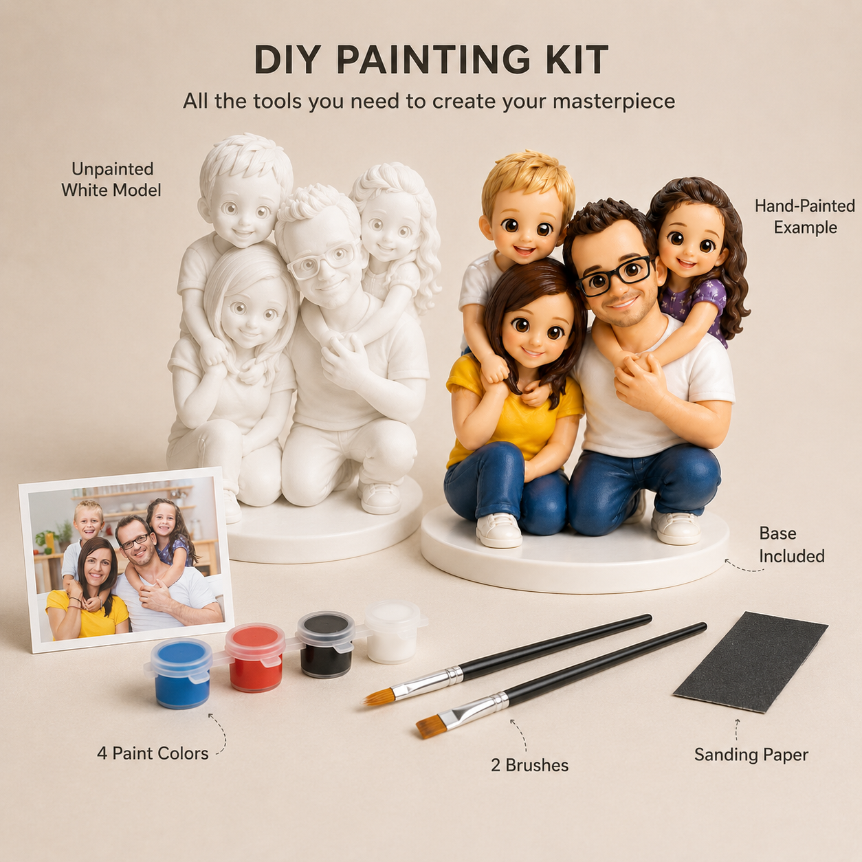 Custom 3D Printed Chibi Photo Figurine with DIY Paint Kit