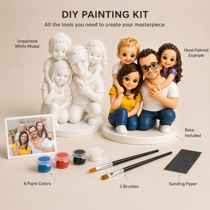 Custom 3D Printed Chibi Photo Figurine with DIY Paint Kit