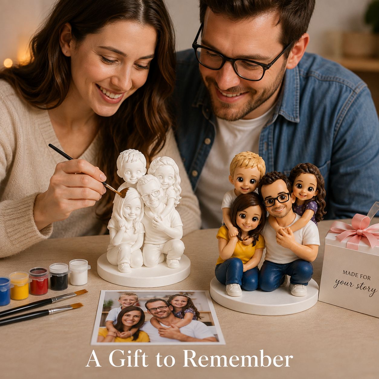 Custom 3D Printed Chibi Photo Figurine with DIY Paint Kit