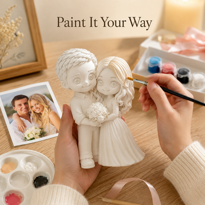 Custom 3D Printed Chibi Couple Figurine from Photo with DIY Paint Kit