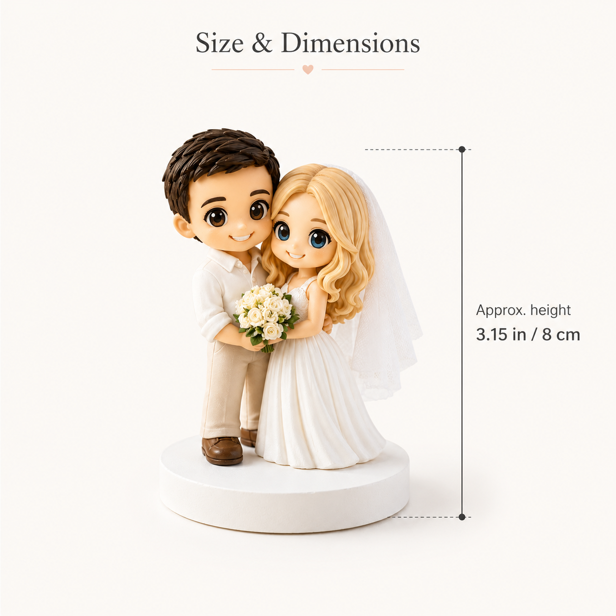 Custom 3D Printed Chibi Couple Figurine from Photo with DIY Paint Kit