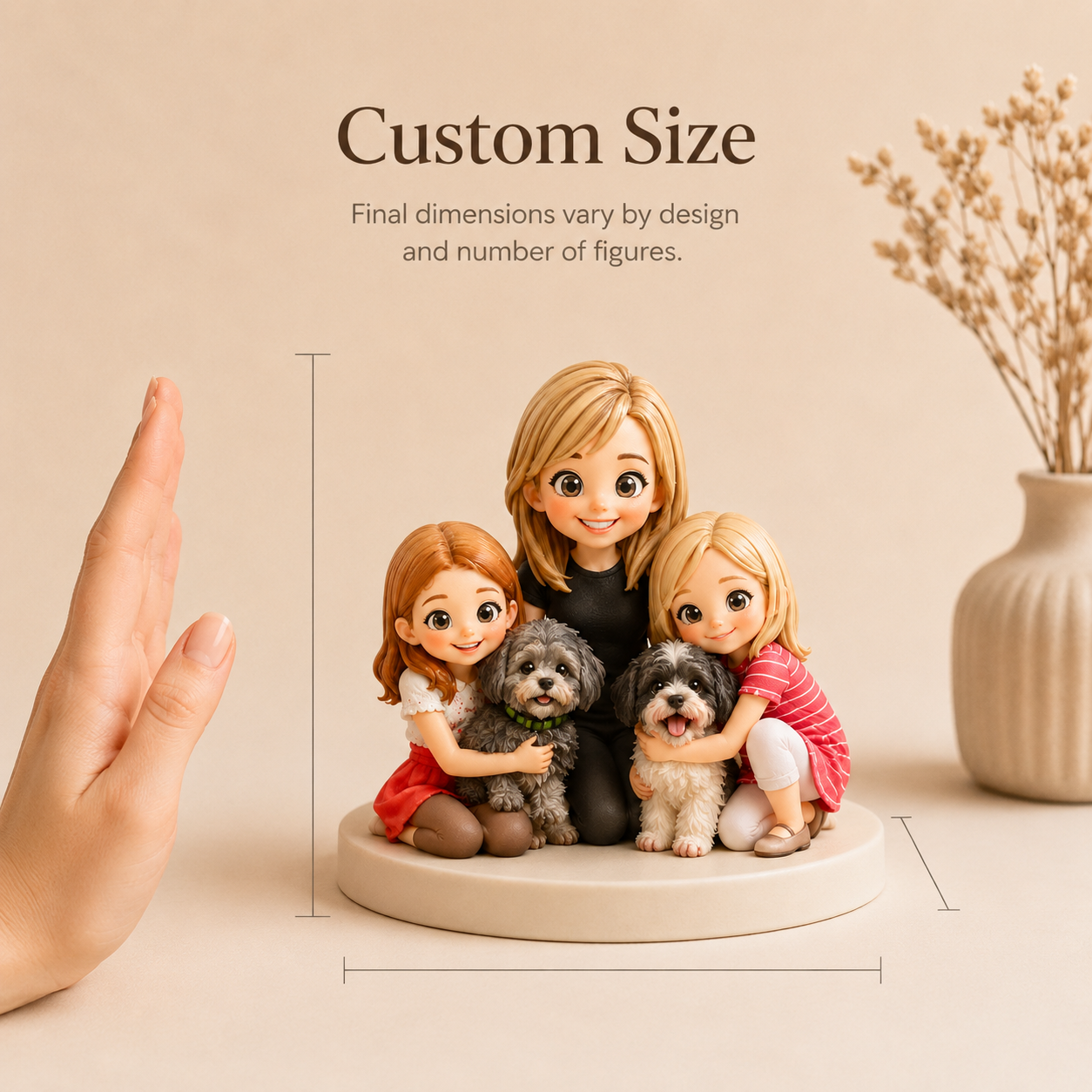 Custom 3D Chibi Figurine from Photo – Family & Pet Gift