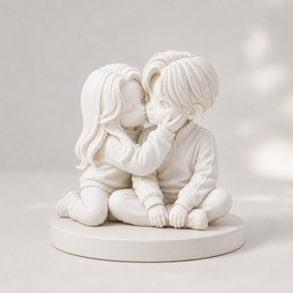 Custom 3D Printed Couple Figurine from Photo with DIY Paint Kit