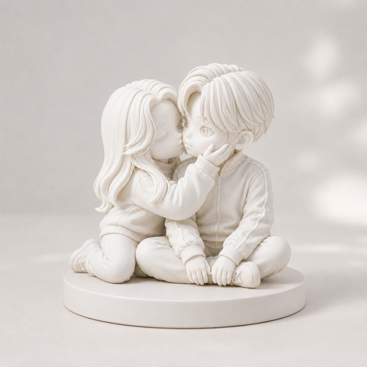 Custom 3D Printed Couple Figurine from Photo with DIY Paint Kit