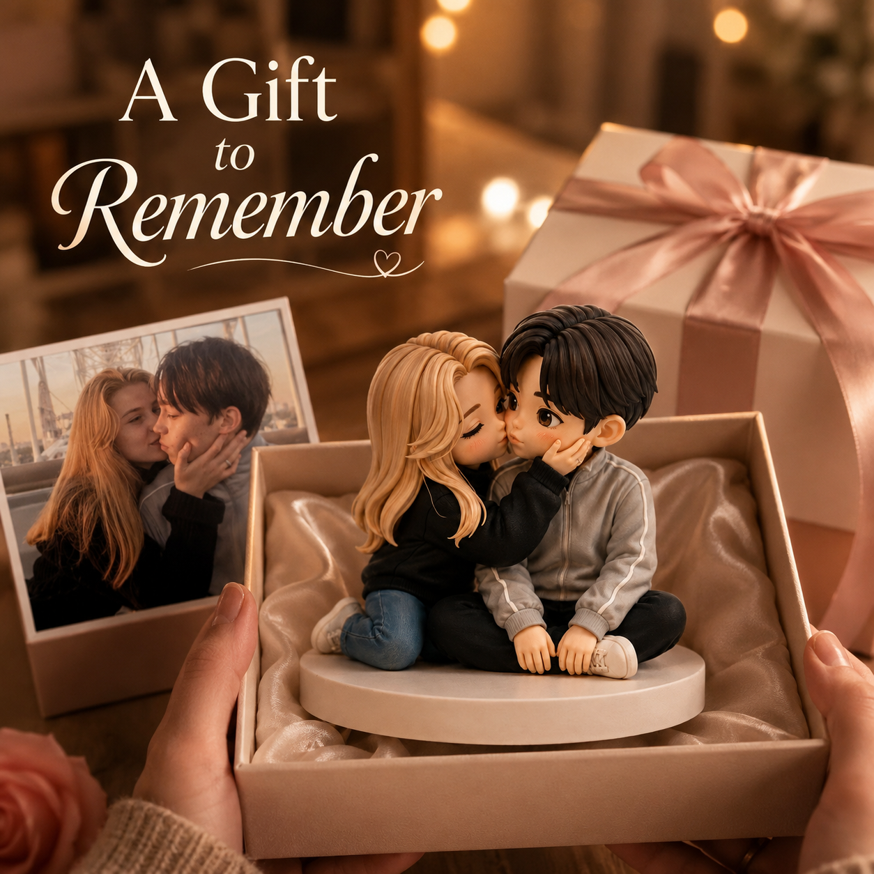 Custom 3D Printed Couple Figurine from Photo with DIY Paint Kit