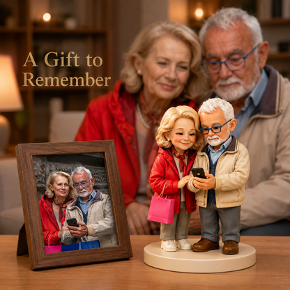 Custom Hand-Painted 3D Chibi Couple Figurine from Photo