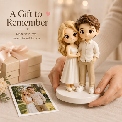 Custom 3D Printed Chibi Couple Figurine from Photo with Base