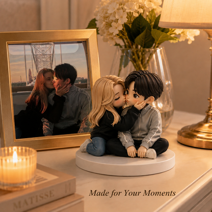 Custom 3D Printed Couple Figurine from Photo with DIY Paint Kit