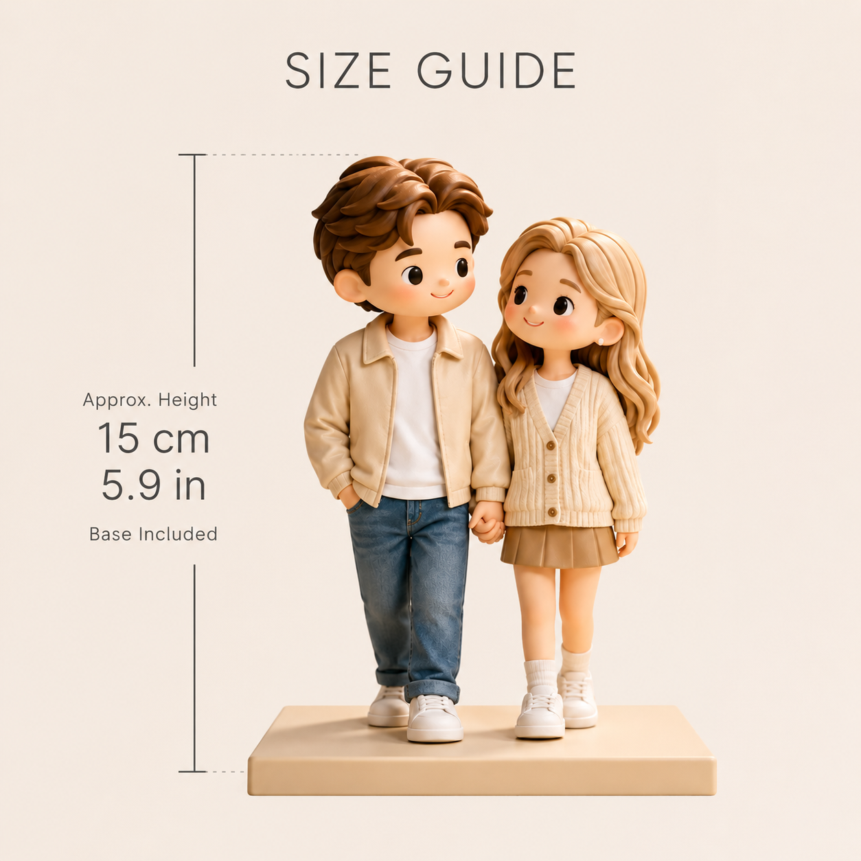 Custom 3D Printed Couple Figurine from Photo with DIY Painting Kit
