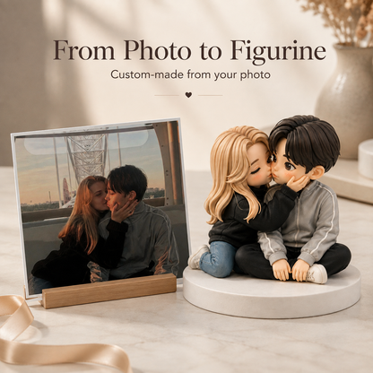 Custom 3D Printed Couple Figurine from Photo with DIY Paint Kit