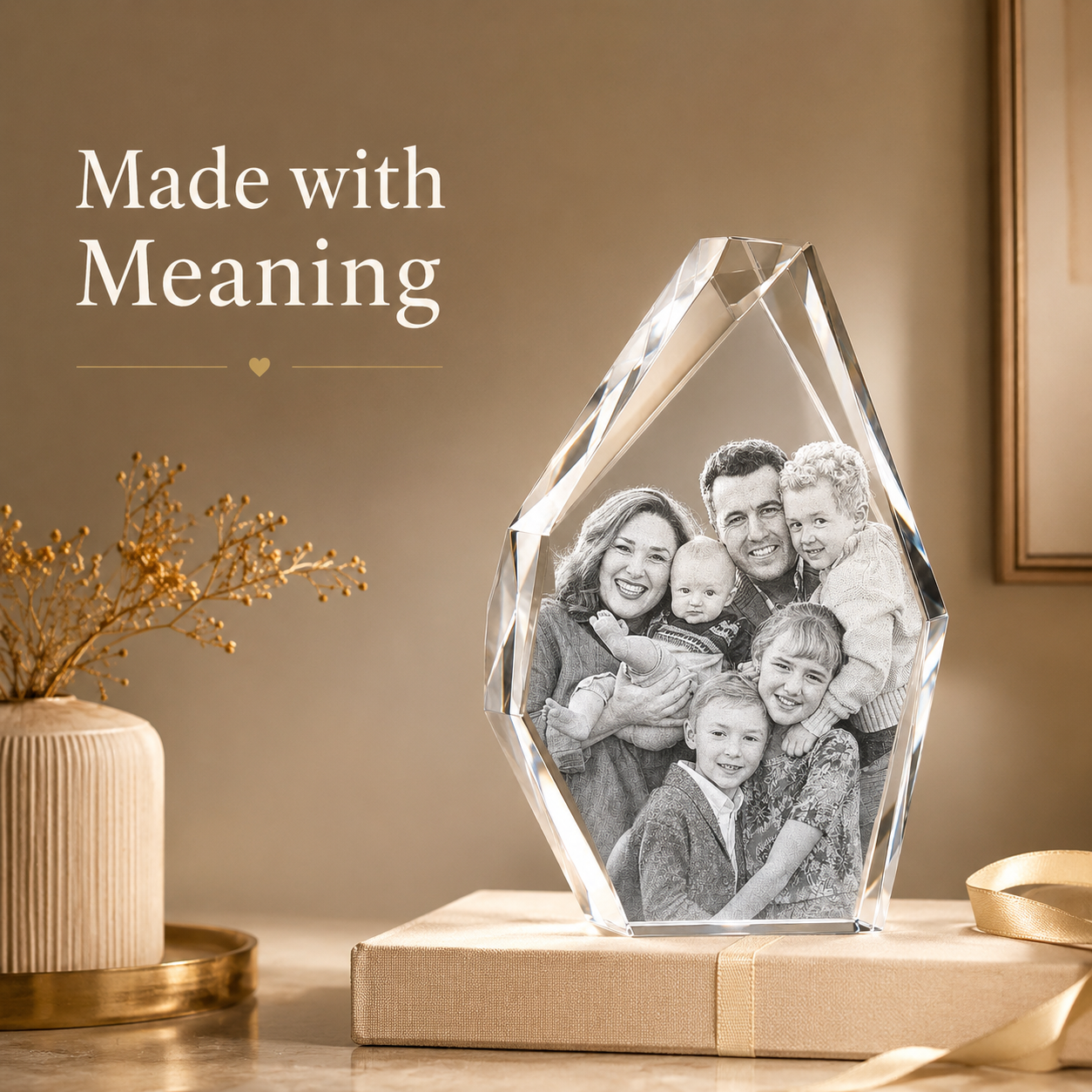 Personalized 3D Photo Crystal Keepsake – Iceberg Shape