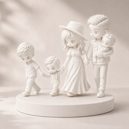 Custom 3D Printed Family Figurine from Photo with DIY Paint Kit