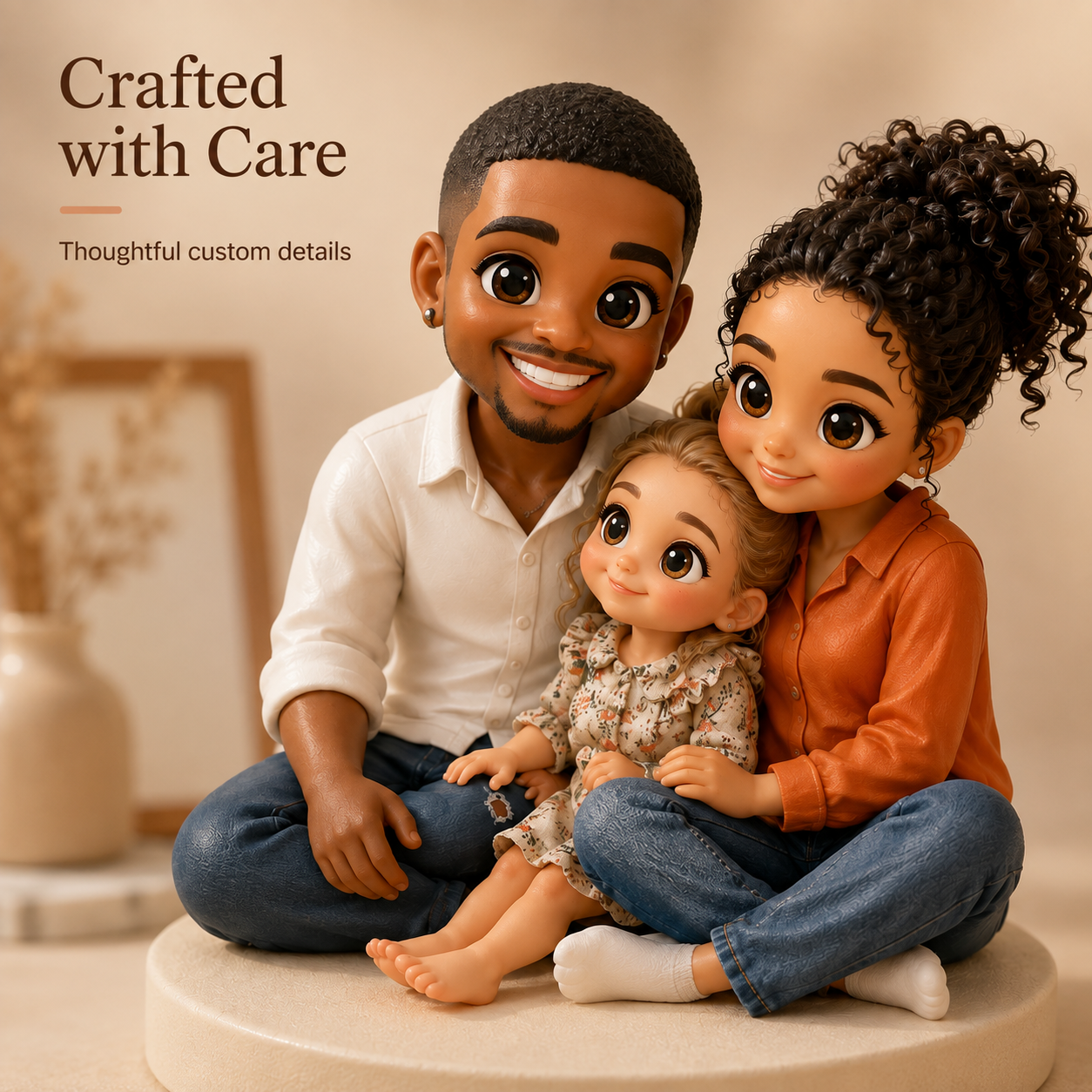Custom 3D Family Figurine from Photo | Personalized Keepsake