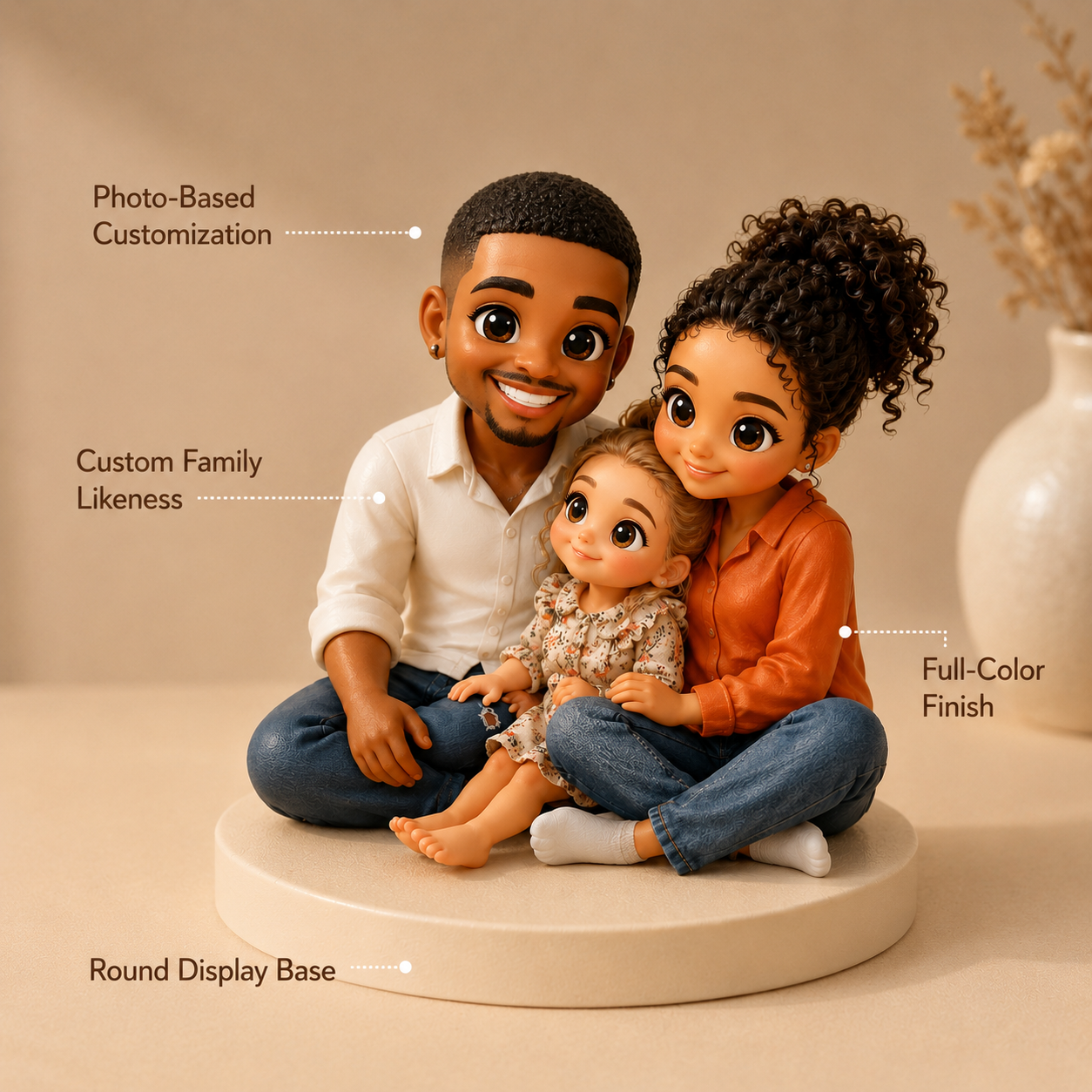 Custom 3D Family Figurine from Photo | Personalized Keepsake