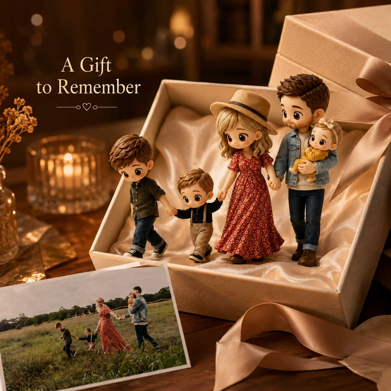 Custom 3D Printed Family Figurine from Photo with DIY Paint Kit