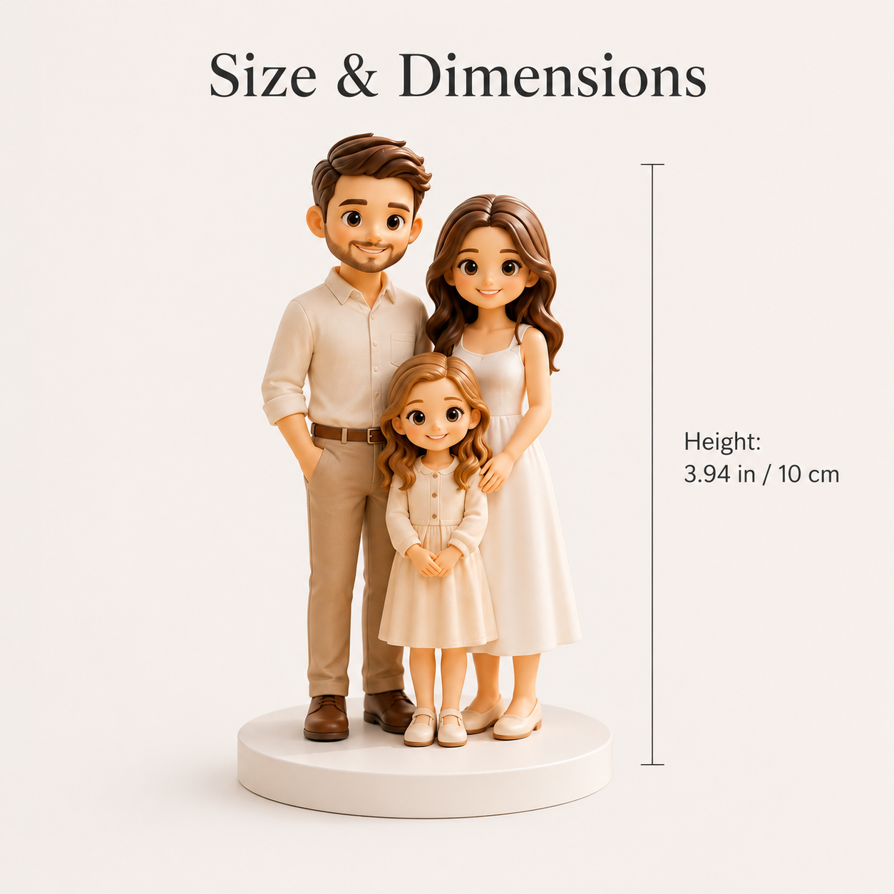 Custom 3D Printed Family Chibi Figurine from Photo with DIY Kit