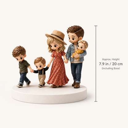 Custom 3D Printed Family Figurine from Photo with DIY Paint Kit