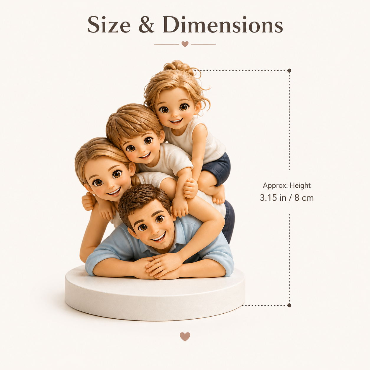 Custom 3D Printed Family Chibi Figurine from Photo with DIY Paint Kit