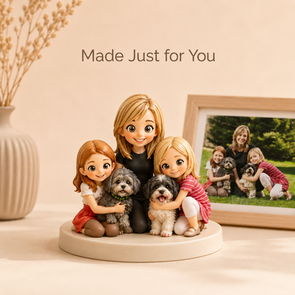 Custom 3D Chibi Figurine from Photo – Family & Pet Gift