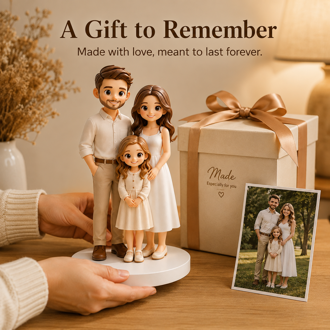 Custom 3D Printed Family Chibi Figurine from Photo with DIY Kit