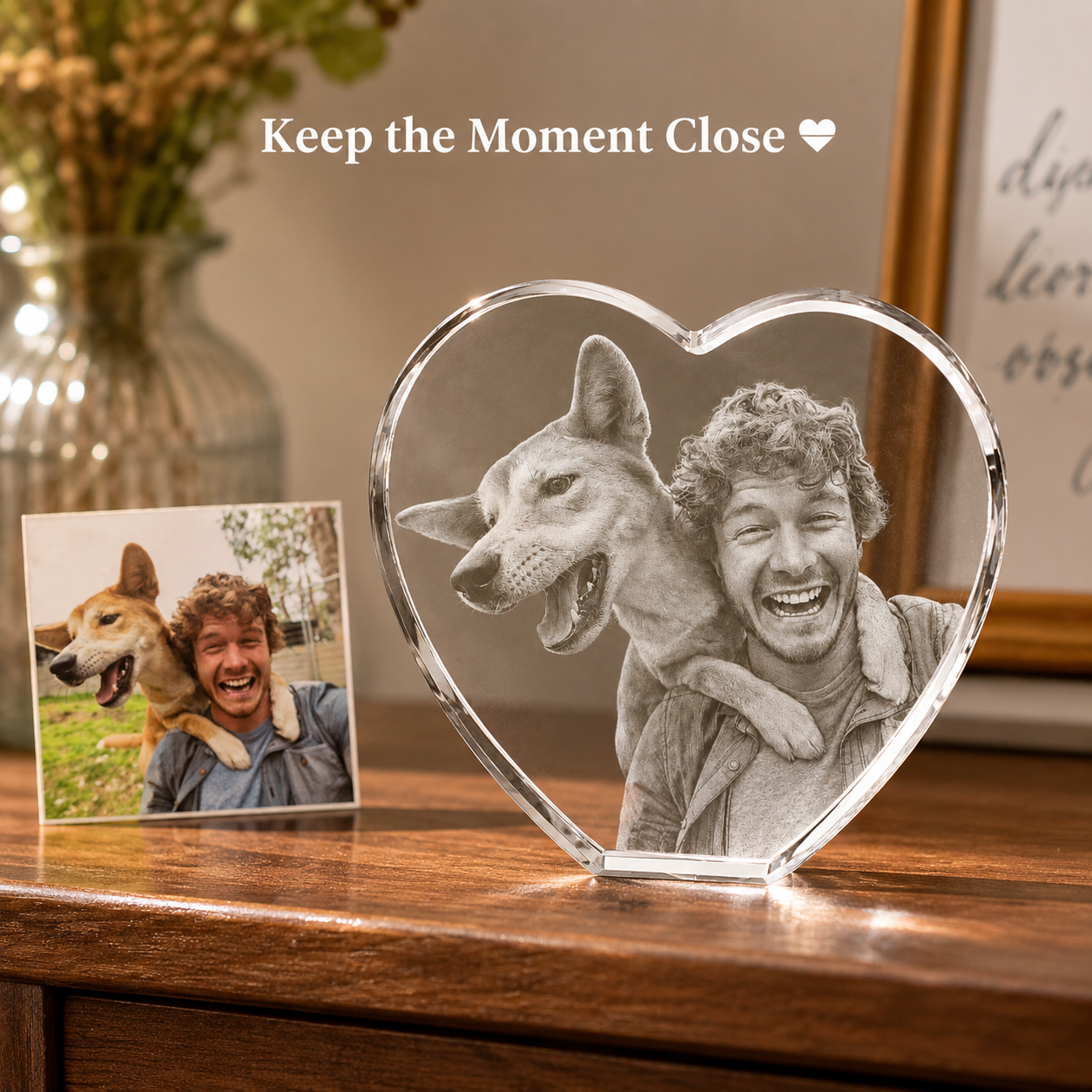 Personalized 3D Heart Crystal Photo Keepsake – Custom Photo Gift
