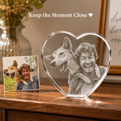 Personalized 3D Heart Crystal Photo Keepsake – Custom Photo Gift