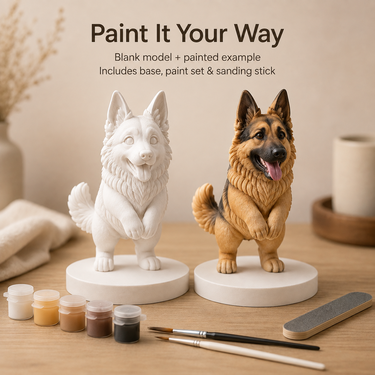 Custom 3D Printed Pet Figurine from Photo with DIY Paint Kit