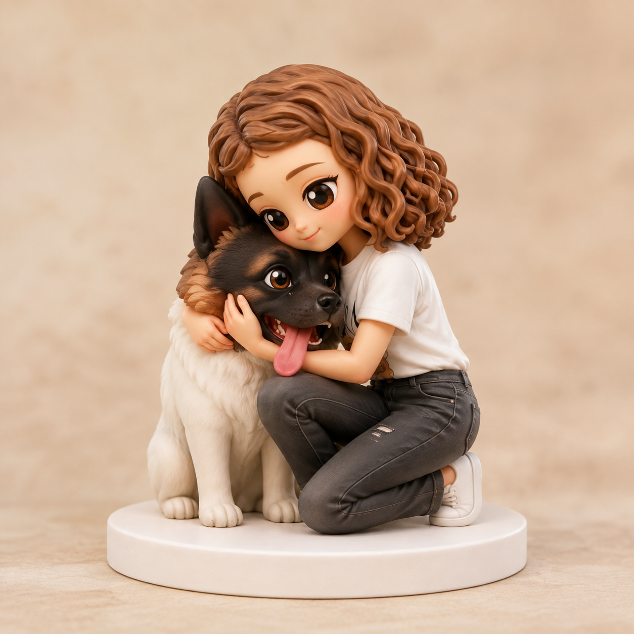 Custom Pet & Owner Chibi Figurine from Photo with DIY Paint Kit