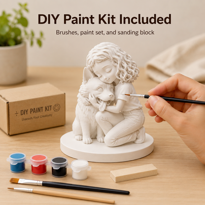 Custom Pet & Owner Chibi Figurine from Photo with DIY Paint Kit