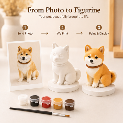 Custom 3D Printed Pet Figurine from Photo with DIY Painting Kit