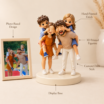 Custom Photo Chibi Figurine - Personalized 3D Family Keepsake Gift