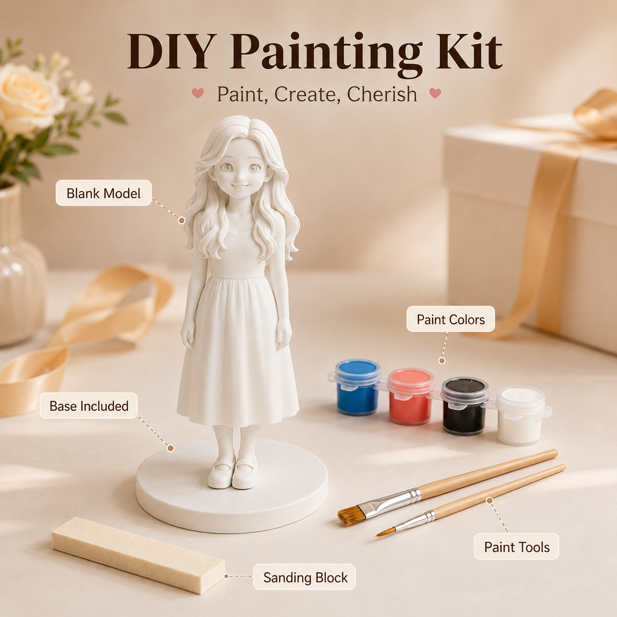 Custom 3D Printed Chibi Photo Figurine with DIY Painting Kit