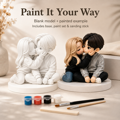 Custom 3D Printed Couple Figurine from Photo with DIY Paint Kit