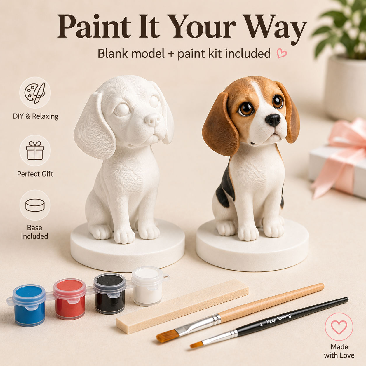 Custom 3D Printed Pet Figurine from Photo with DIY Paint Kit