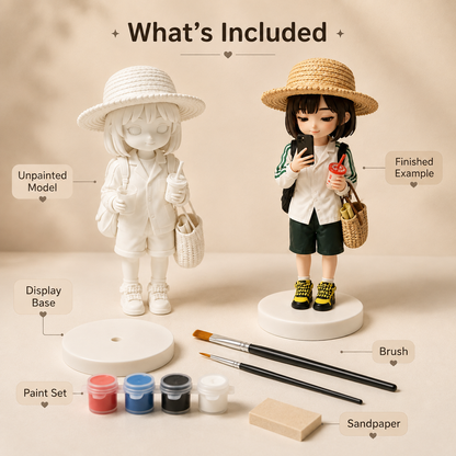 Custom 3D Printed Woman Figurine from Photo with DIY Painting Kit