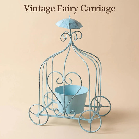 Rustic Metal Pumpkin Carriage Planter