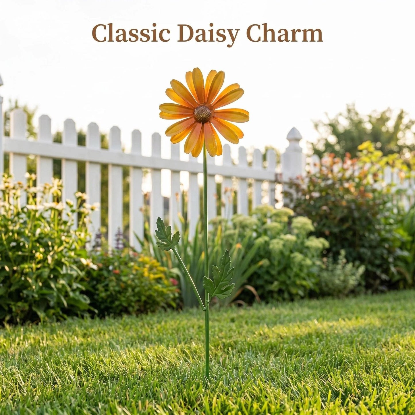 Metal Daisy Wind Spinner Garden Stake