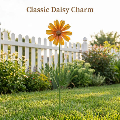 Metal Daisy Wind Spinner Garden Stake
