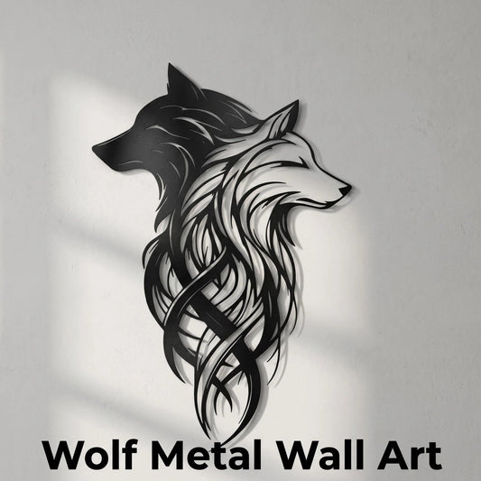 Dual Wolf Metal Wall Art