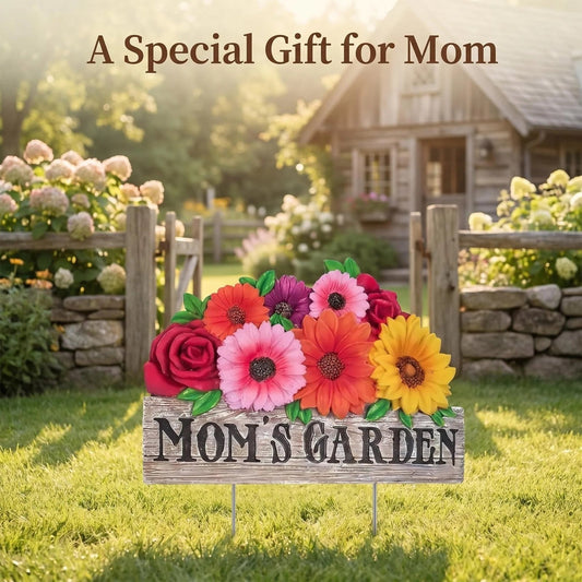 Mom's Garden Metal Yard Sign Stake