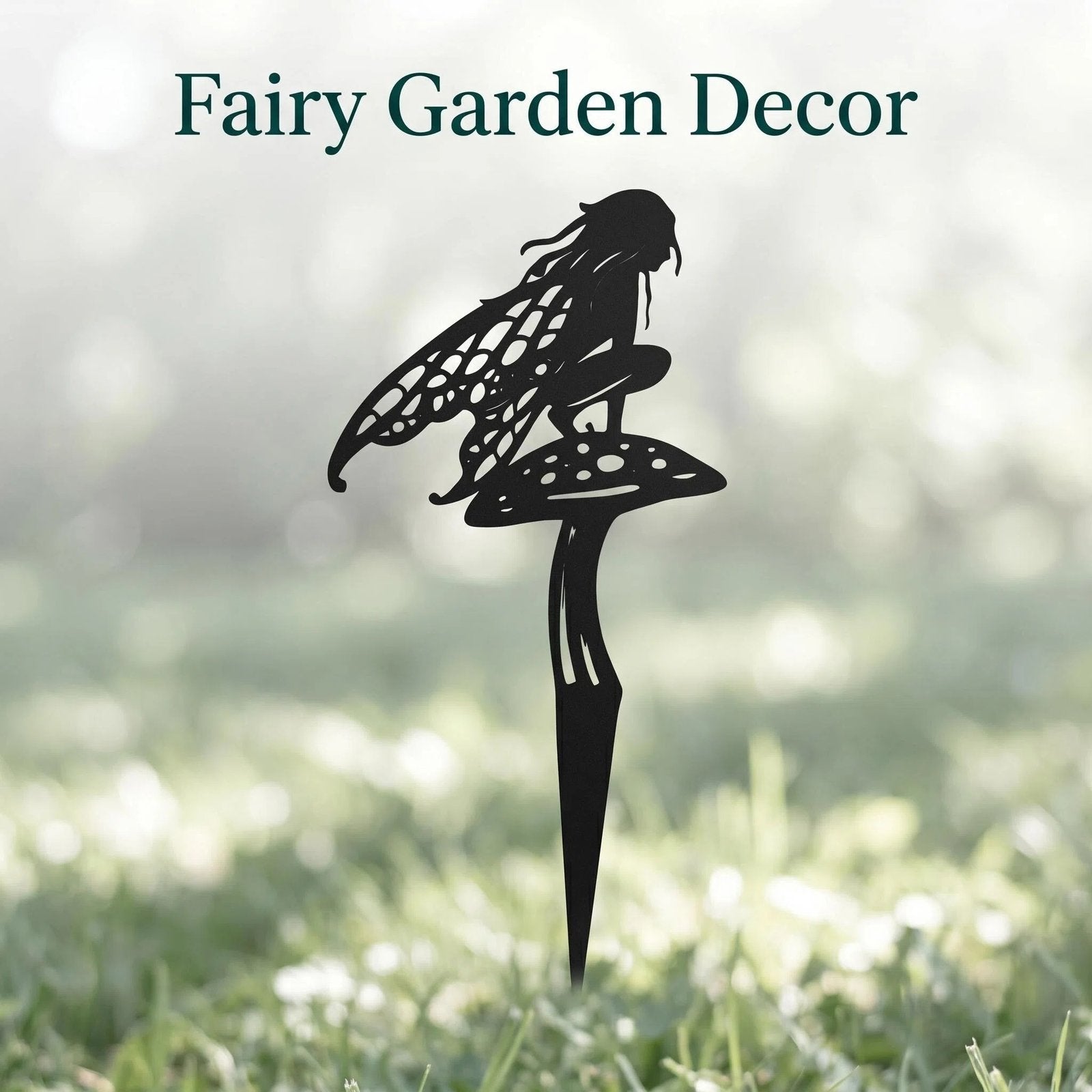Fairy on Mushroom Metal Garden Stake
