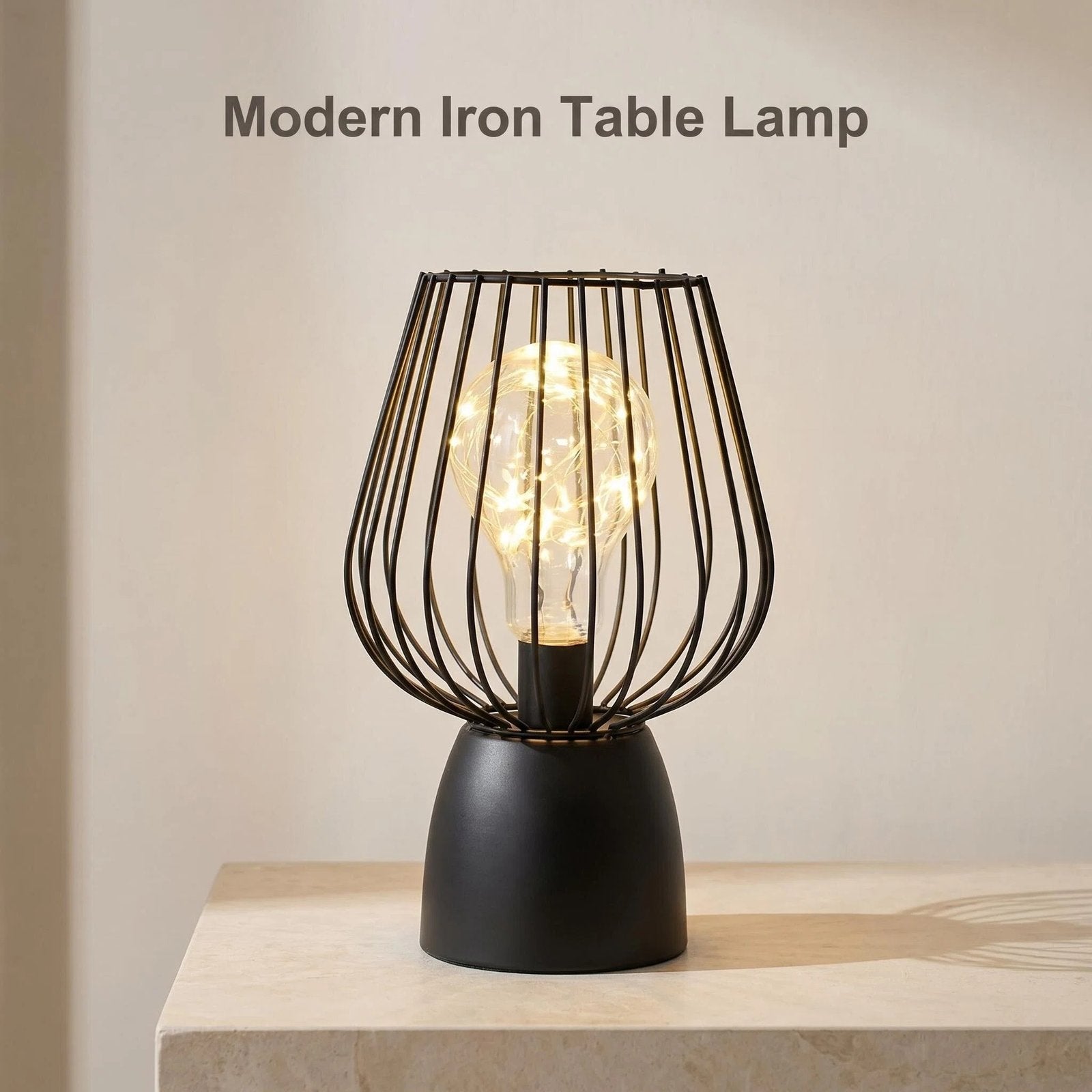 Battery-Operated Metal LED Table Lamp