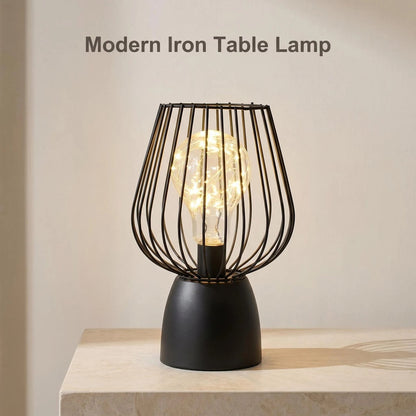 Battery-Operated Metal LED Table Lamp