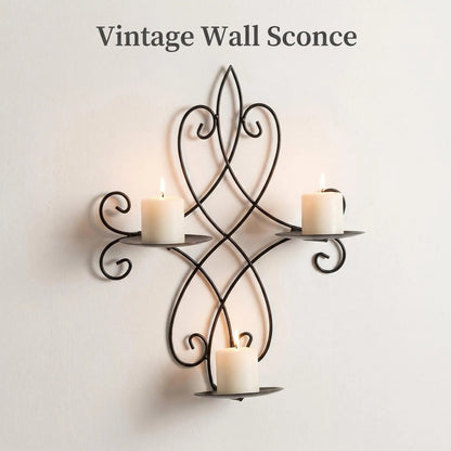 Vintage Black Iron Wall Candle Holder