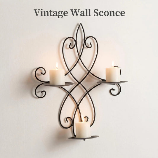 Vintage Black Iron Wall Candle Holder