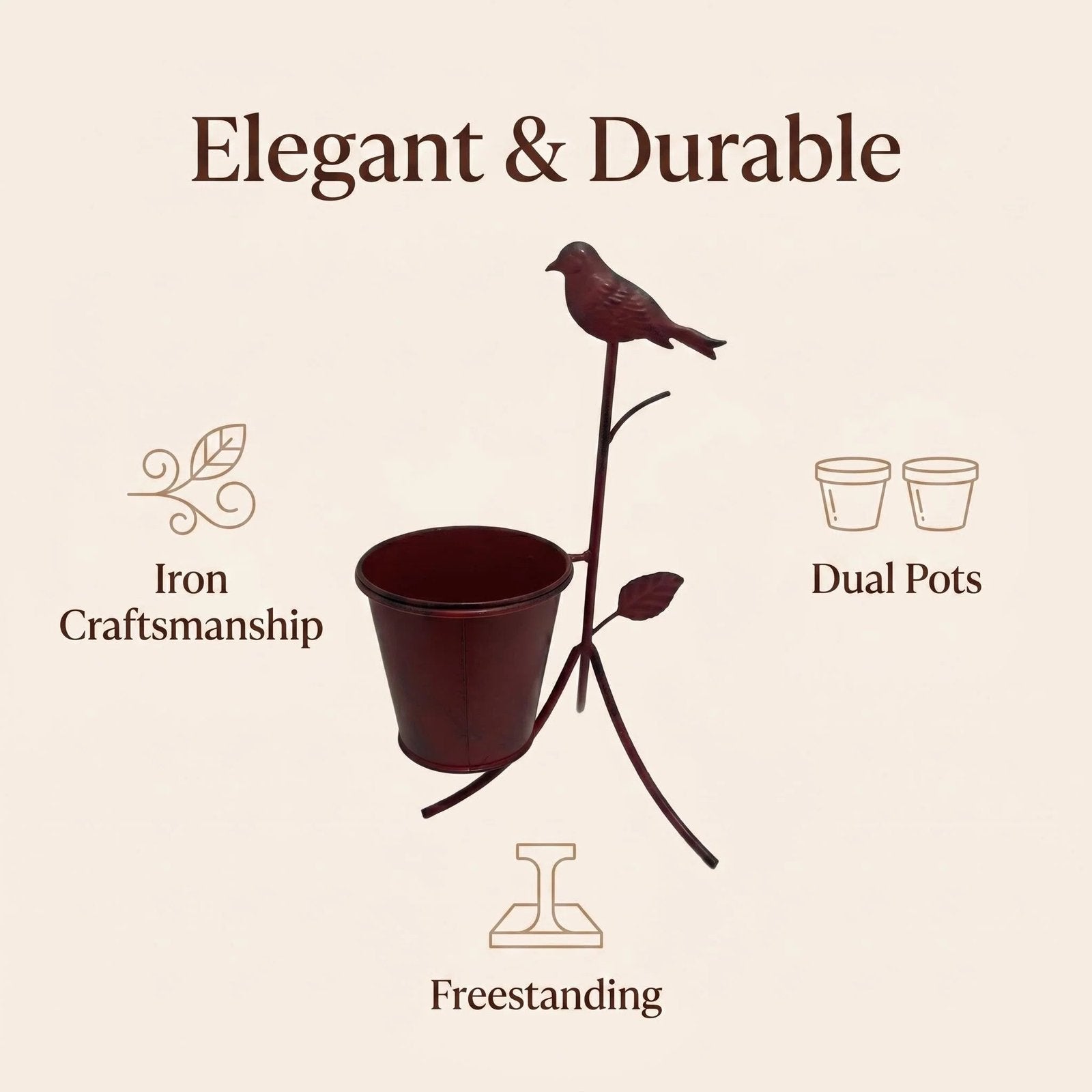 Decorative Bird Metal Plant Stand alternate product view