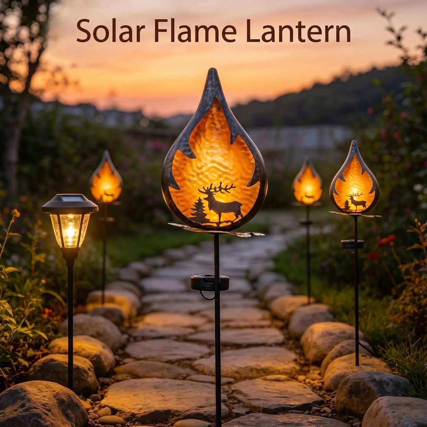 Solar Metal Flame Torch Garden Light