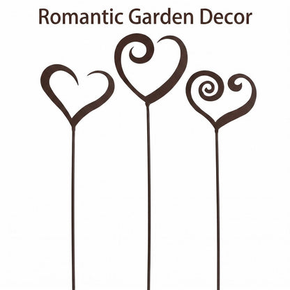 3-Piece Heart Metal Garden Stake Set