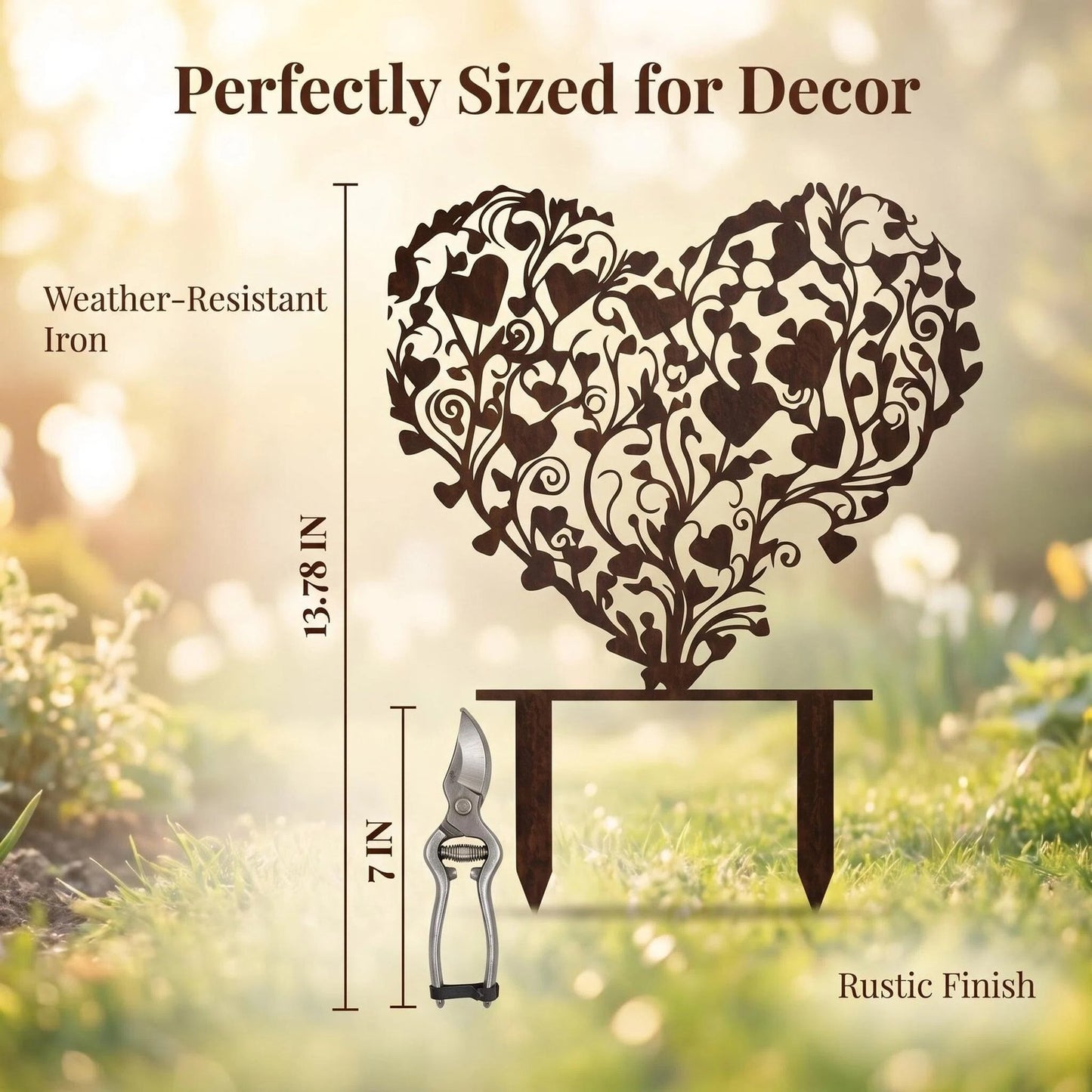 Rustic Heart Vine Metal Garden Stake product detail view
